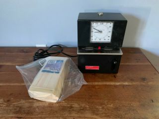 Vintage Lathem Punch Time Clock With Cards & Key