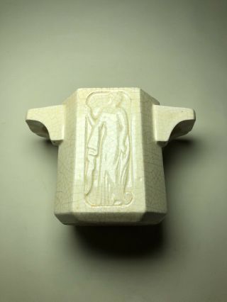 Vintage Crackled Small Pot Greek/roman Figure Planter
