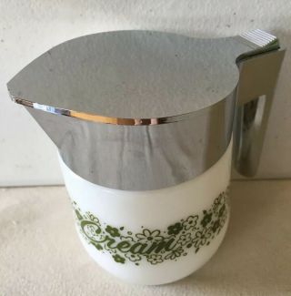 Vintage Crazy Daisy Green Spring Blossom Cream Dispenser Cup Gemco/pyrex/corning