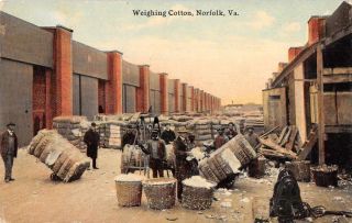 Norfolk Virginia Weighing Cottons Black Americana Vintage Postcard Je228856