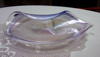 Vintage Murano Sommerso Blue Pink Clear Art Glass Bowl 8 " Long X 3 " High W/label