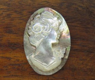 Vintage Art Deco Carved Mother Of Pearl & Abalone Loose Cameo Finding Right