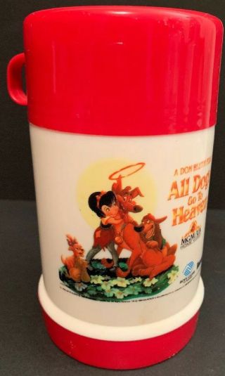 Vintage 1990 Mgm All Dogs Go To Heaven Movie Promo Thermos Rare