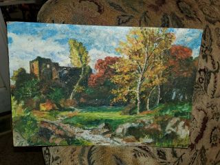 Vintage Paint By Number ??picture Tree Water Scenery
