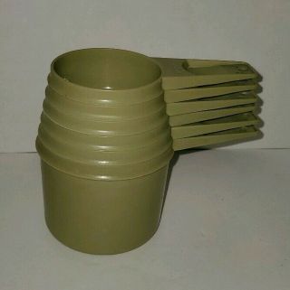 Vintage Tupperware Set Of 6 Green Measuring Cups Nesting Rare