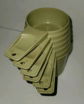 Vintage Tupperware Set Of 6 Green Measuring Cups Nesting RARE 2