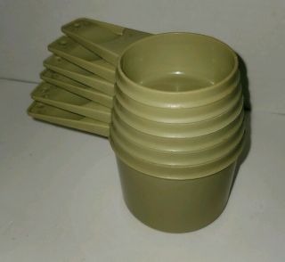 Vintage Tupperware Set Of 6 Green Measuring Cups Nesting RARE 3