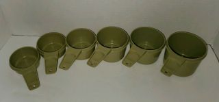 Vintage Tupperware Set Of 6 Green Measuring Cups Nesting RARE 5