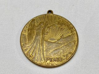 World War One 1 Ww1 1918 Brass Peace Medal Medallion Old Vintage Coin Loop Angel