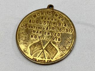 World War One 1 WW1 1918 Brass Peace Medal Medallion Old Vintage Coin Loop Angel 2