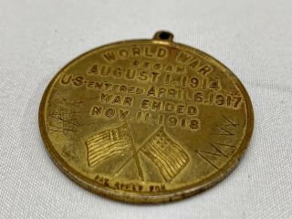 World War One 1 WW1 1918 Brass Peace Medal Medallion Old Vintage Coin Loop Angel 3