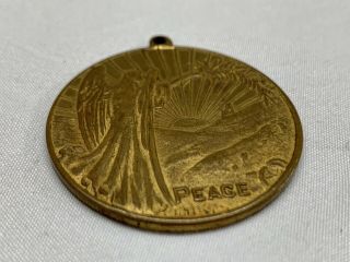 World War One 1 WW1 1918 Brass Peace Medal Medallion Old Vintage Coin Loop Angel 4