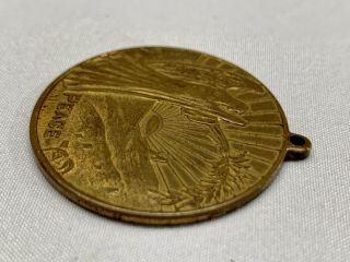World War One 1 WW1 1918 Brass Peace Medal Medallion Old Vintage Coin Loop Angel 5