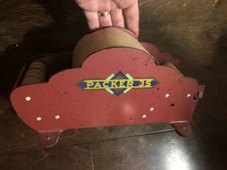 Vintage Packer 3 - S Industrial Tape Dispenser W/wood Rollers