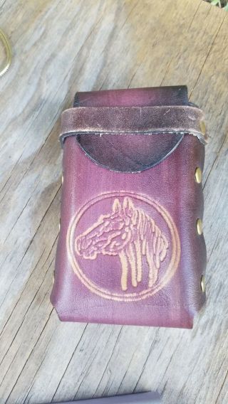 Vintage Tooled Brown Leather Cigarette Case