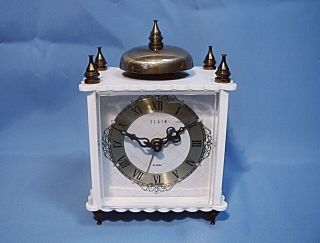 Vintage Mini Elgin Windup Alarm Clock W Germany Brass Bell Cathedral -