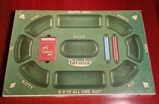 Vintage Tripoley Board Game By Cadaco - 1968 Edition Missing Deck