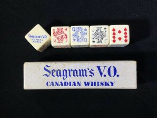 Vintage Seagram’s V.  O.  Canadian Whiskey Travel Poker Dice,  Usa,  Box