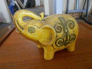 Vintage Piggy Bank Made In Japan Elephant Figurine,  Yellow (5 1/2 Inch Tall)