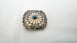 Vintage Sterling Silver Native American Belt Buckle W/turquoise