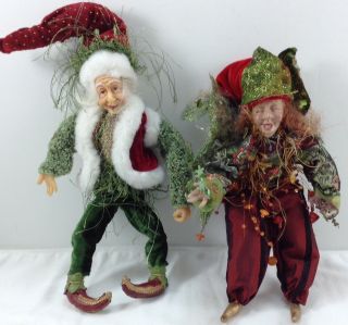 Christmas Plush Elves 2 Stuffed Ornaments Christmas Decoration 8 " Elf Doll
