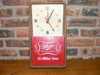 Vintage Miller High Life Beer Lighted Wall Clock Plastic Advertising Fair Cond.