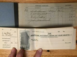 2 Vintage Blank Bank Check Books - The American National Bank Of Fort Worth,  Tx