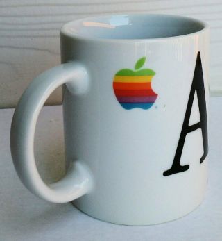 Vintage Apple Computer Rainbow Logo Coffee Cup Mug Euc