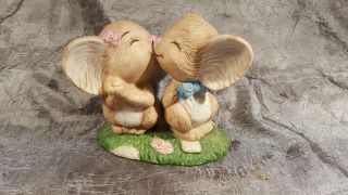 Vintage Ceramic Porcelain Bisque Boy & Girl Kissing Mice Figurine