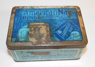 Vintage 1920’s American Navy Black Smoking Tobacco 2lb Tin