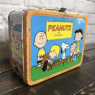 Vintage 1959 Peanuts by Schulz Charlie Brown and Snoopy Comic Metal Lunchbox 3