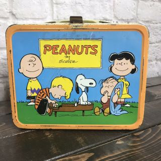 Vintage 1959 Peanuts by Schulz Charlie Brown and Snoopy Comic Metal Lunchbox 5
