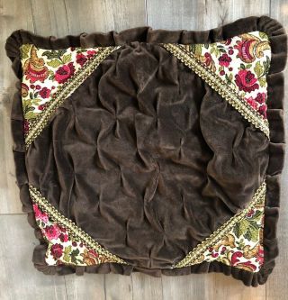 Vintage Velvet Brocade Pillow Case With Zipper From Germany