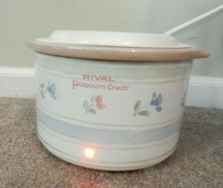 Vintage Rival 3206 Floral Electric Warmer Simmer Potpourri Crock Pot M 3