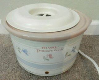 Vintage Rival 3206 Floral Electric Warmer Simmer Potpourri Crock Pot M 4
