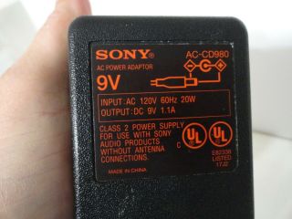 Vintage Sony AC Power Adapter AC - CD980 for Sony Boombox CFD - 980 2