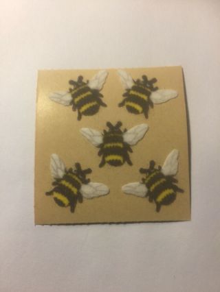 Vintage Sandylion Fuzzy Brown Back Sticker Mod Bumblebees
