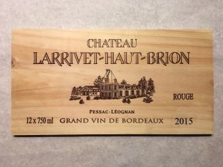 1 Rare Wine Wood Panel Chateau Larrivet Haut Brion Vintage Crate Box 9/18 1129