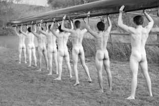 Vintage Black & White Photo Nude College Jocks With Boat Gay Int Gd - 2