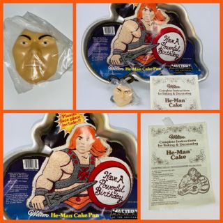 Vtg Wilton 1983 He - Man Masters Of The Universe Cake Pan Booklet - Face - Insert