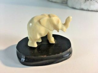 Vintage Ivory Colored Miniature Hand Carved Asian Elephant - Lucky Charm