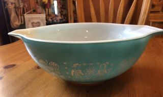Vintage Pyrex Amish Butterprint Cinderella Mixing Bowl 444 - 4 Quart Turquoise