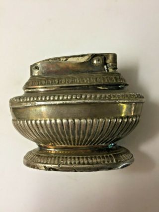Vintage Ronson Silver Plated Queen Anne Petrol Table Lighter 3