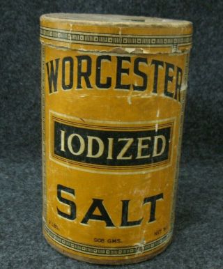 Vintage Worcester Salt Cardboard Container 2 Lb Size Rare