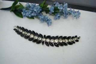 Vintage Pretty Black & Clear Rhinestone Bracelet
