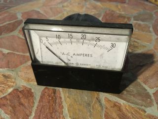 Vintage General Electric Type 127 A/c Amperes Meter Good