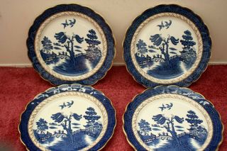 Vintage Booths Real Old Willow Blue Gold Edge Trim A8025 10 1/2 " Dinner Plate