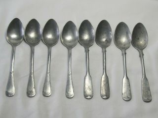 Eight Vintage Ww2 German Aluminium Spoons Marked 4 Leaf Clover M Dep N