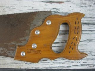 Vintage Stanley Large Hand Saw Wood Handle 26 