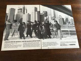 1988 Vintage 2pg Print Ad For Oriental Seagull Paper Brooklyn Nyc Wtc View